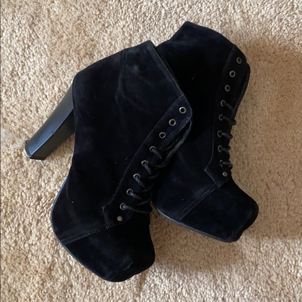 Faux suede ankle high boots